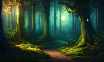 Wall Mural - forest in the night