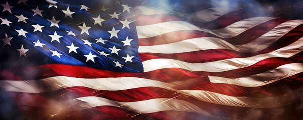 american bald eagle with usa flag on background