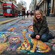 Chalk mural on city street with message about wildlife conservation for World Wildlife Day.