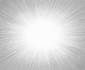 Aufkleber - Halftone gradient sun rays pattern. Abstract halftone vector dots background. monochrome dots pattern. Vector background in comic book style with sunburst rays and halftone. Retro pop art design.	