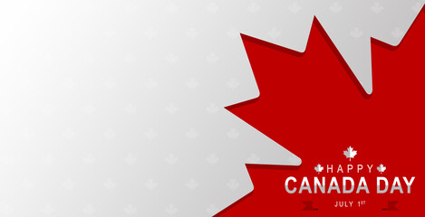 Happy Canada Day calligraphy lettering with red maple leaf. vector illustration. Paper art style.