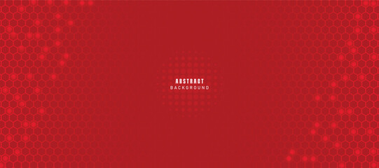 Abstract red vector banner with hexagon grid. Seamless pattern background	
