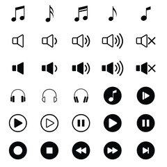 Wall Mural - Music and sound icon set. Music sign. Vector