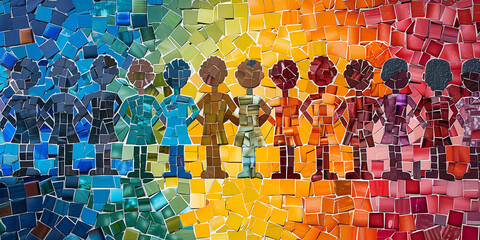 The concept of diversity and inclusion represented by a vibrant mosaic.