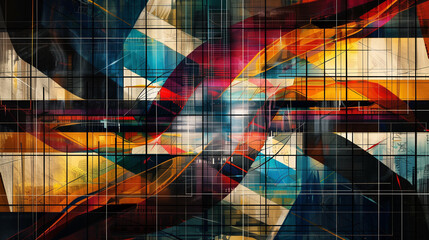 Canvas Print - A colorful abstract painting with a lot of different colors and shapes