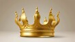 A lifelike gold crown icon, isolated and close-up with a metallic yellow design. A regal symbol of imperial authority, representing luxury and dominance.