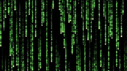 falling green code in the matrix style. animation digital background