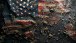  American Flag on Dark Concrete with Free Space
