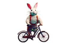 Rides Cheerful Easter Holds Rabbit Egg Illustration Cute A Occasion Bicycle Celebration Creative