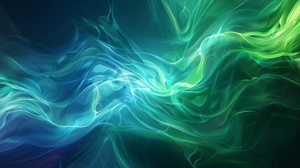 Wall Mural - Vibrant green and blue energy swirls form an abstract background, suggesting motion and dynamism.