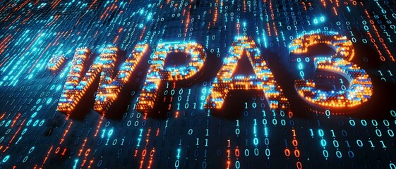 matrix binary code forms the acronym WPA3, symbolizing the concept of Wi-Fi Protected Access 3.
