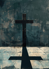 Wall Mural - illustration of a cross with a shadow