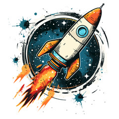space rocket. hand drawn vector illustration. vintage style. sketch.