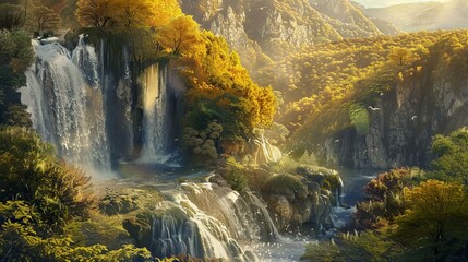 Poster - waterfall in the forest