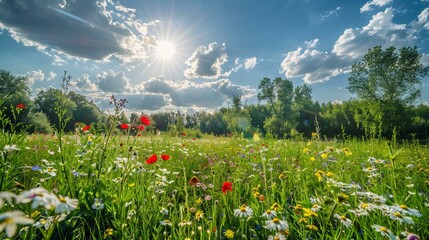 Wall Mural - meadow with flowers