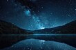 The image captures the reflection of the night sky in the calm water, creating a mesmerizing visual of stars and their reflections, Sky full of stars over a tranquil lake, AI Generated