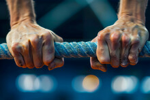 A Gymnast's Hands Gripping Onto The High Bar Or Uneven Bars As They Perform Intricate Aerial Maneuvers And Dismounts