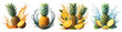 pineapple ananas with splash isolated png
