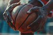  a basketball player's hands dribbling the ball