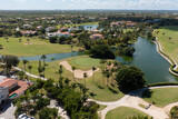 Fototapeta Przestrzenne - Golf club field, nobody. Aerial view