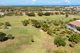 Fototapeta Przestrzenne - Golf club field, nobody. Aerial view