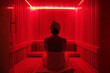 Young Woman Relaxing in Infrared Sauna