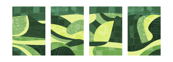 Wall Mural - abstract aesthetic eco green collage design. organic nature shape vector illustration. landscape pat