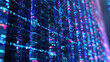 © sommersby - A close-up view of a digital matrix, with streams of vibrant, colored data flowing vertically, symbolizing high-tech data processing