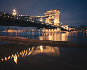 Sticker - Chain Bridge in Budapest in blue hour