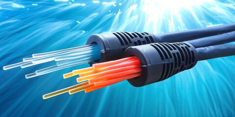 Poster - Speed of Light Communication: Fiber Optic Cables Illustrate the Rapid Exchange of Information in the Digital Age, Generative AI