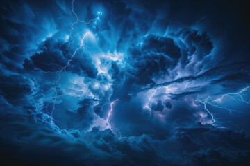 Wall Mural - dramatic sky with clouds and lightning, suitable for weather or natural disaster concepts