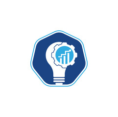 Sticker - Bulb gear finance logo. Light bulb from Gears Logo Template. 