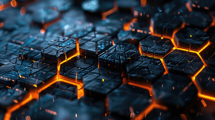 Close up of a computer keyboard with glowing keys. Perfect for technology and online security concepts