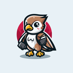 Hawk Cute Mascot Logo Illustration Chibi Kawaii is awesome logo, mascot or illustration for your product, company or bussiness