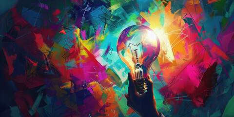 Wall Mural - A person holding a light bulb. Can be used for creativity and innovation concepts