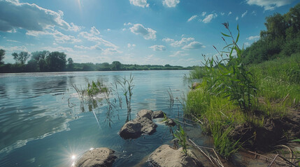 Sticker - A picturesque view of a rocky island in the middle of a body of water. Suitable for nature and travel concepts