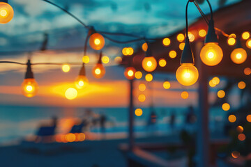 Canvas Print - A bunch of lights that are on a string. Ideal for festive occasions