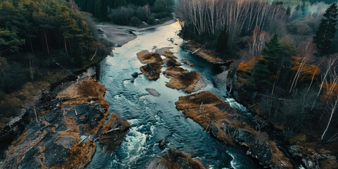 Sticker - Serene river cutting through dense forest