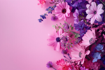 Canvas Print - Vibrant flowers arranged on a pink background, perfect for various occasions