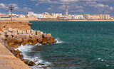 Fototapeta Boho - View of Cadiz on a sunny day against the backdrop of the blue sea.
