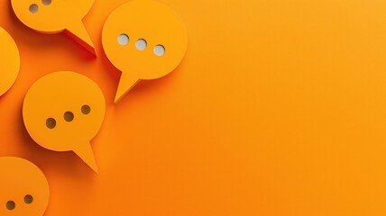 three-dimensional speech bubbles on a vibrant orange background