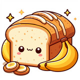 Fototapeta  - kawaii graphics tasty healthy banana bread