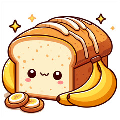 kawaii graphics tasty healthy banana bread