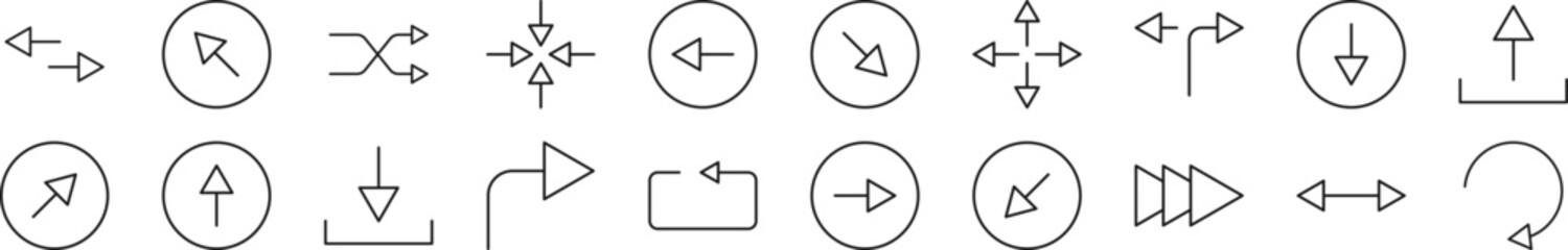 Poster - collection of thin line icons of arrows. editable stroke. simple linear illustration for web sites, 
