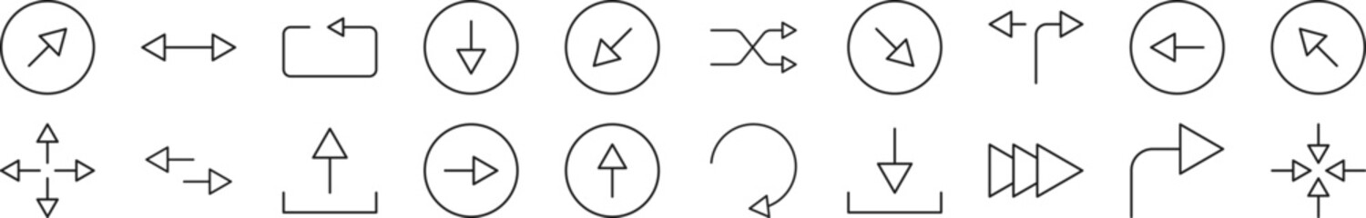 Poster - collection of thin signs of arrows. editable stroke. simple linear illustration for stores, shops, b