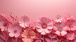 Bright and vibrant paper flowers in pink hues arranged on a gradient background.