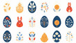 A festive pattern of Easter eggs in different color