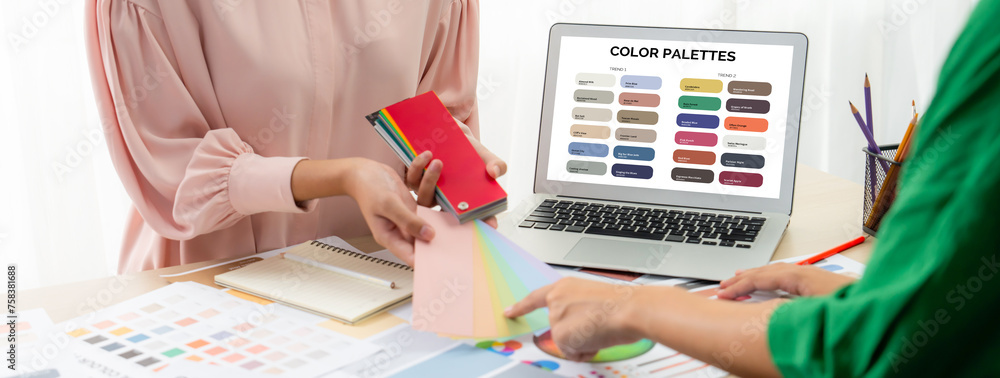 Photo Stock Cropped imaged of professional interior designers choose ...