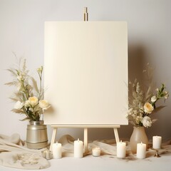 Wall Mural - white candle on a table