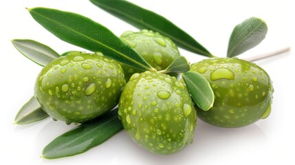 Wall Mural - Single green olive fruit isolated on white background for optimal search relevance